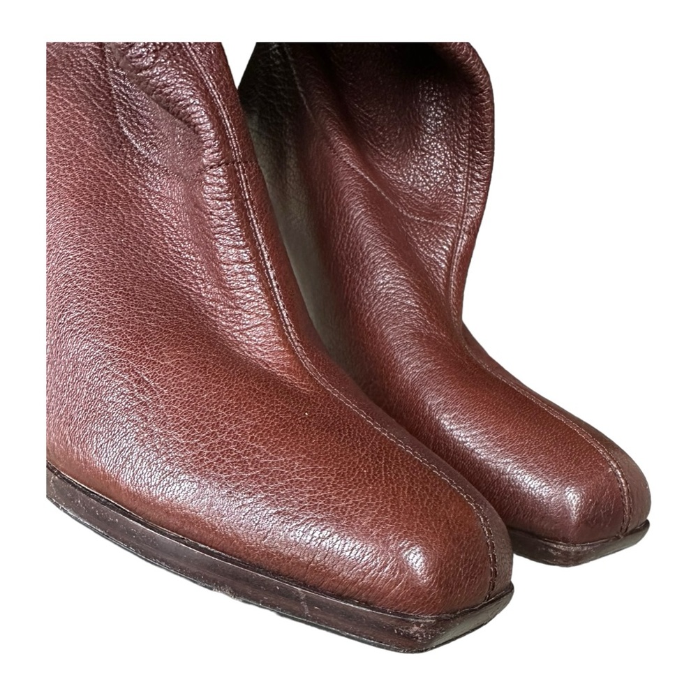 Cole Haan Nike Air GALI Brown Leather Boots Mid Calf Ruffle Top Size 8 - Picture 14 of 14
